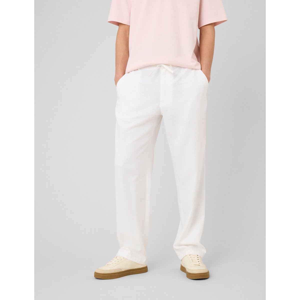 Pantalon de ville fluide viscose lin blanc, BZB
