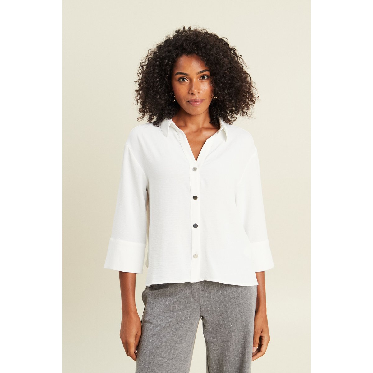 Chemise col chemise manches 3/4 ecru, BREAL