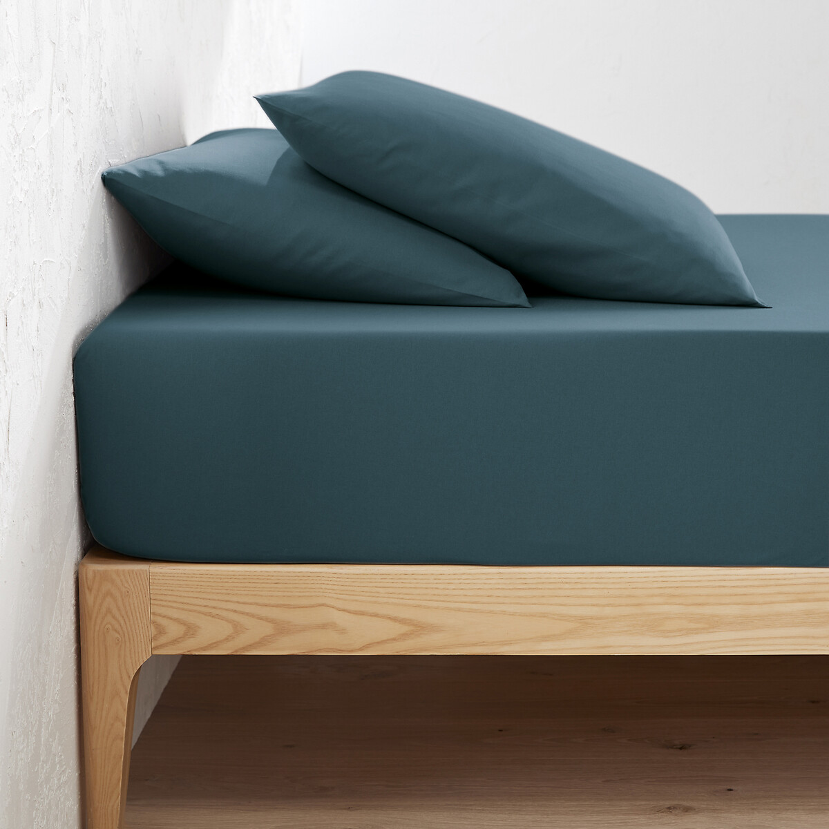 Drap housse uni coton bio, bonnet 30cm, Scenario bleu pétrole, LA REDOUTE INTERIEURS