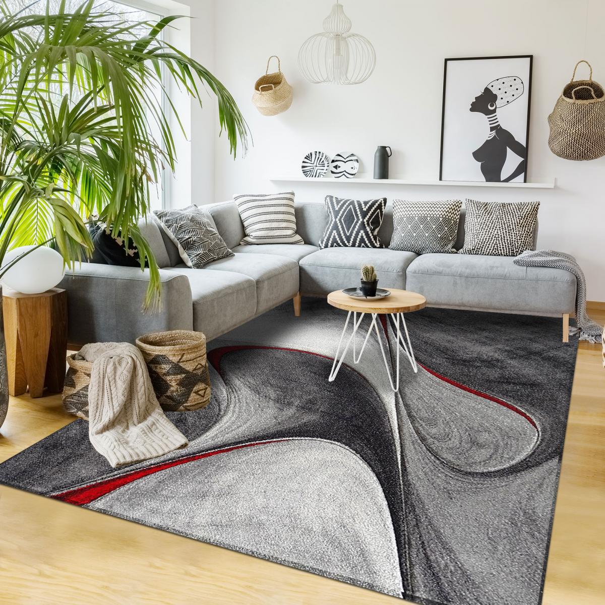 Tapis salon et chambre tissé motif géométrique LYN8 MADILA rouge, UN AMOUR DE TAPIS