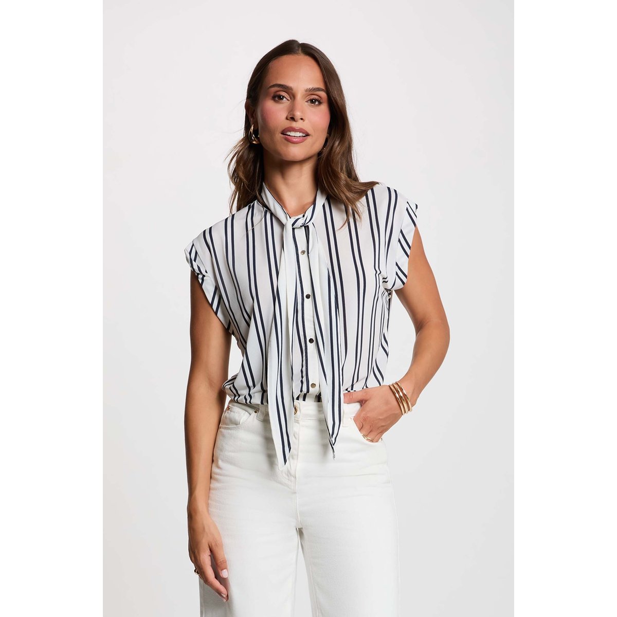Chemise col lavallière blanc, MORGAN