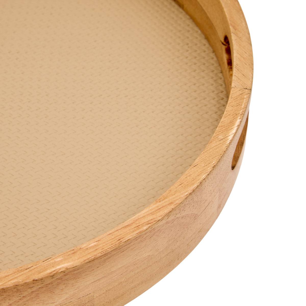 PLATEAU ROND PU BONIE TAUPE X2 beige, ATMOSPHERA
