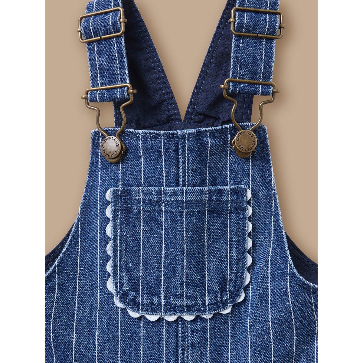 Salopette rayée en denim rayure tennis, CYRILLUS