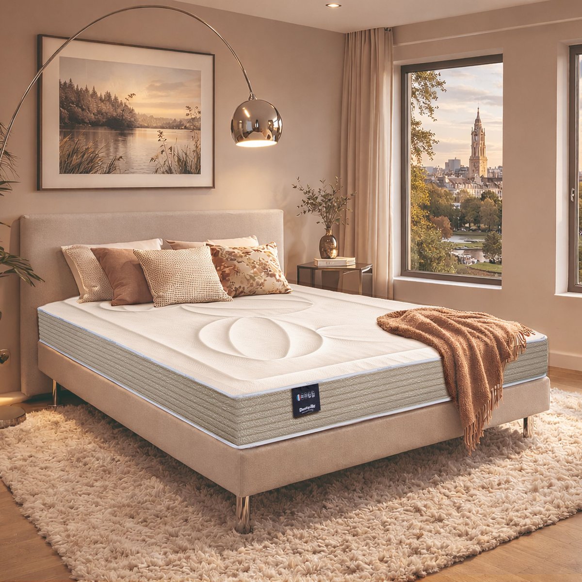 Matelas en latex naturel confort ferme Hortense 2 couleur unique, DUNLOPILLO