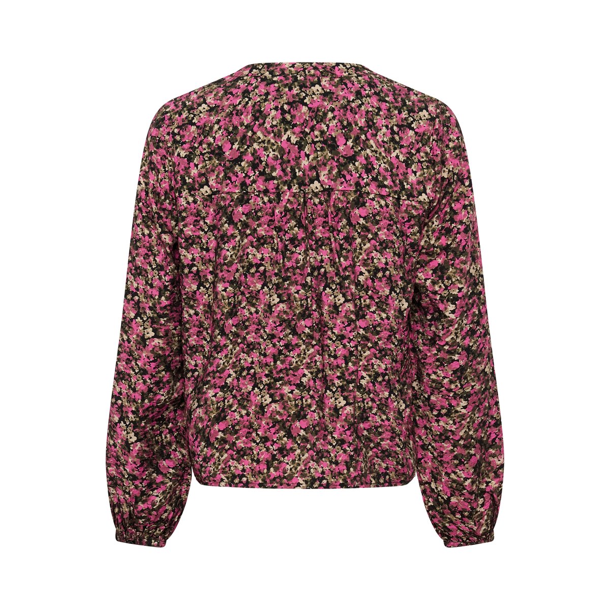 Blouse à manches longues rose noir pink black graphic flower, KAFFE