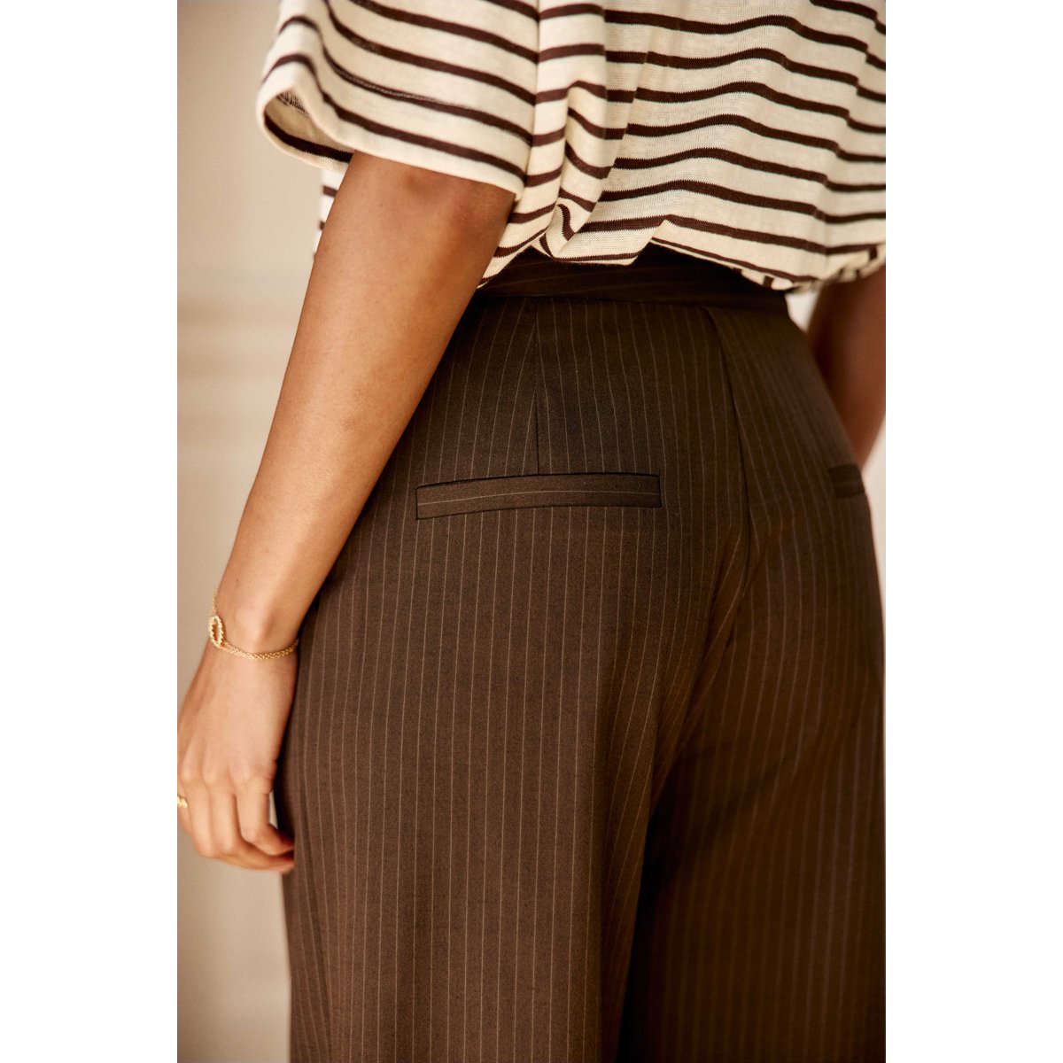 Pantalon droite uni PAOLINE 16-marron/ecru, LA PETITE ETOILE