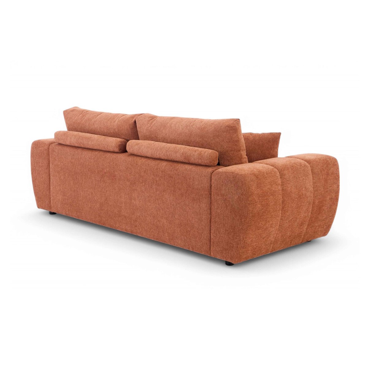 Canapé droit en polyester 3 places, NEPTUNE terracotta, OVIALA