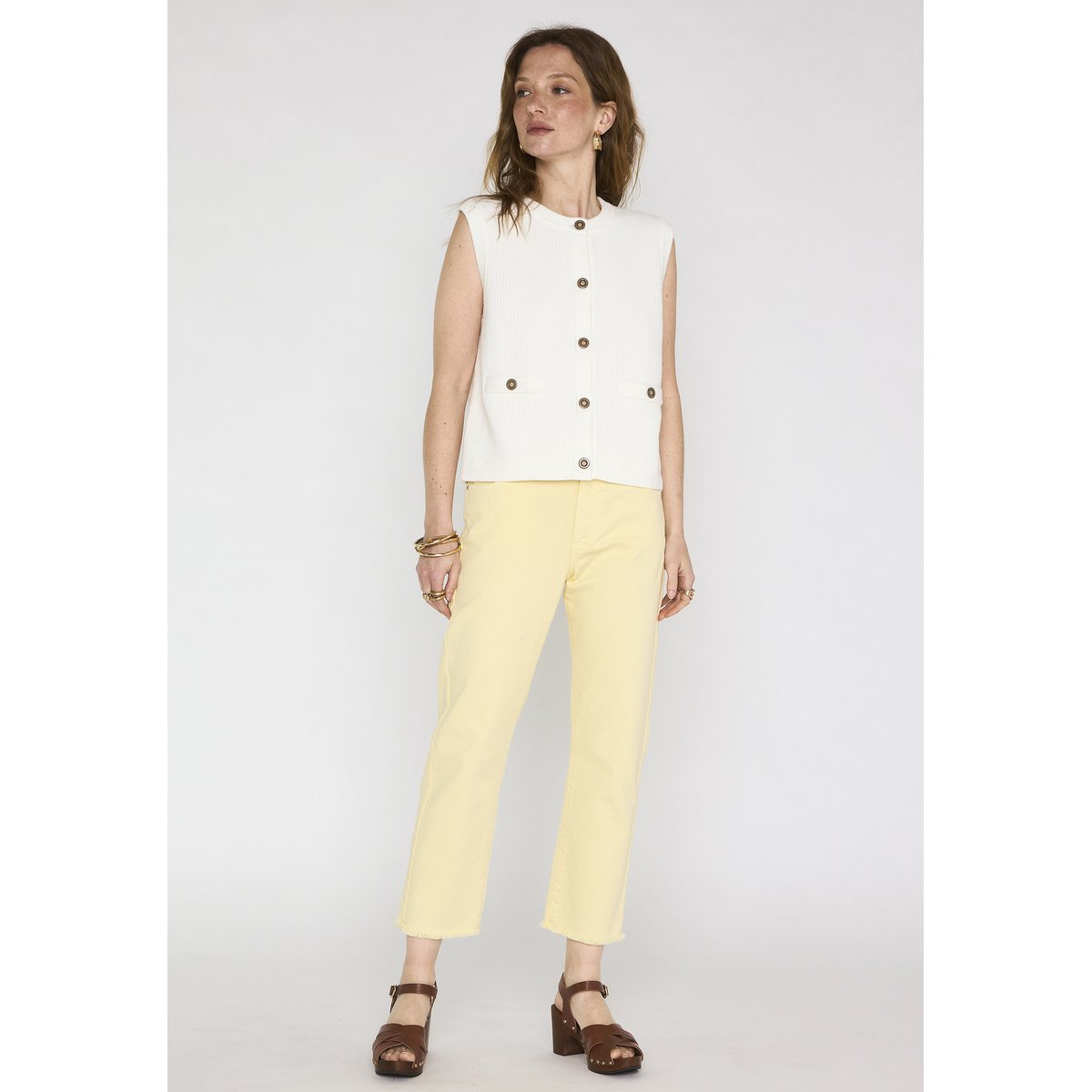 Gilet sans manches en coton PIERRO ecru, Maison 123