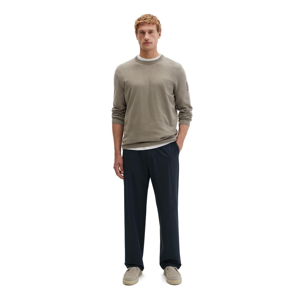 Pullover DFB Travel Collection en pur coton bio marron, MARC O'POLO
