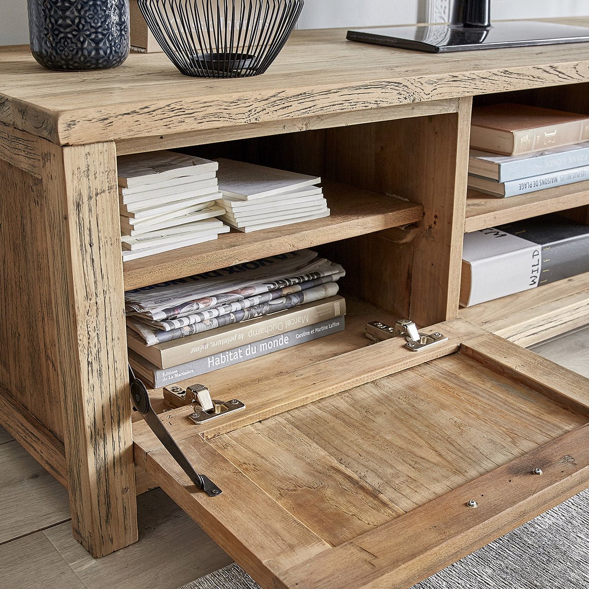 Meuble TV en bois de teck recyclé 160 cm  CARGO naturel, BERAH GETAH