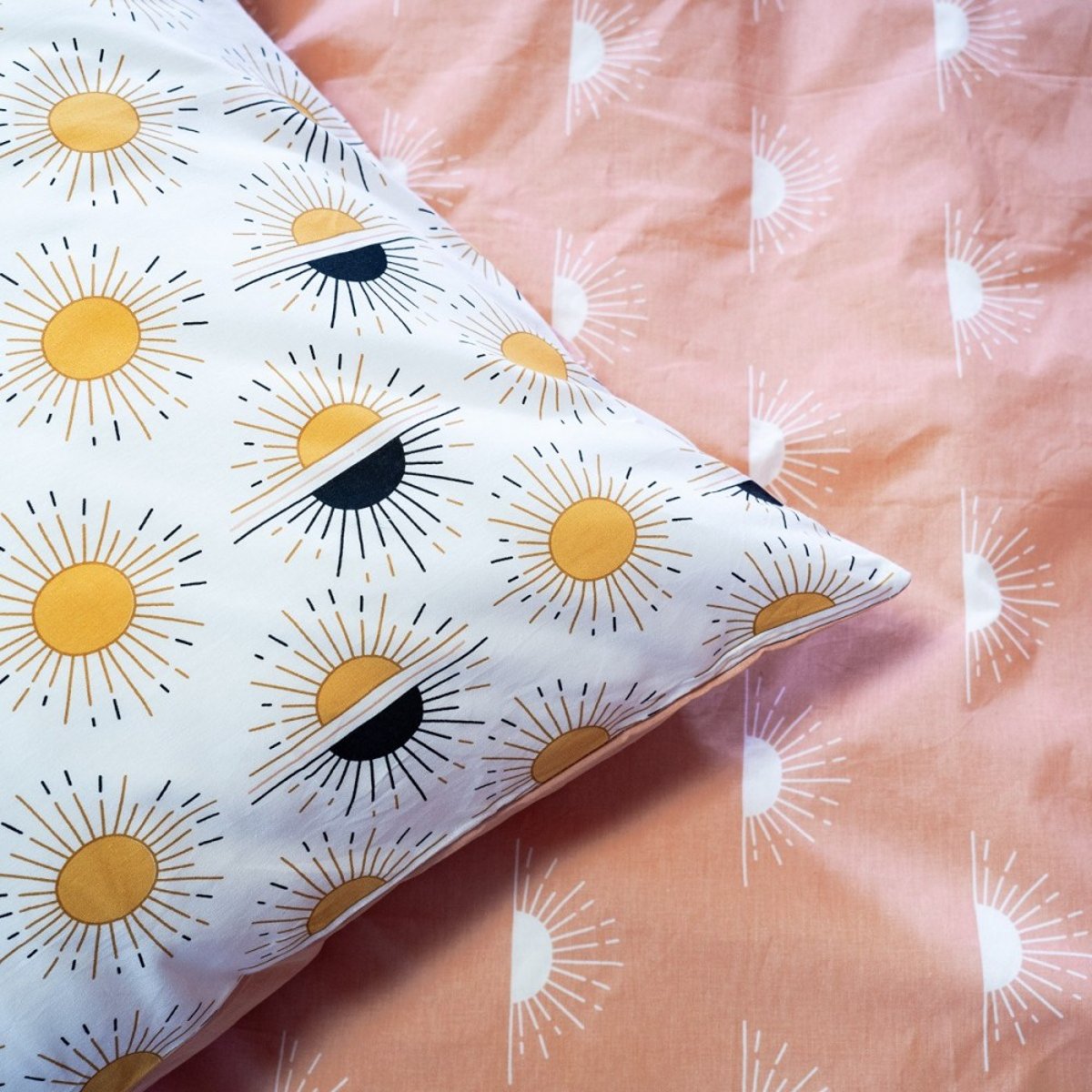 Housse de couette 260x240 TERRAMEA + 2 taies 100% coton adouci 57 fils/2 jaune, DECORATIE