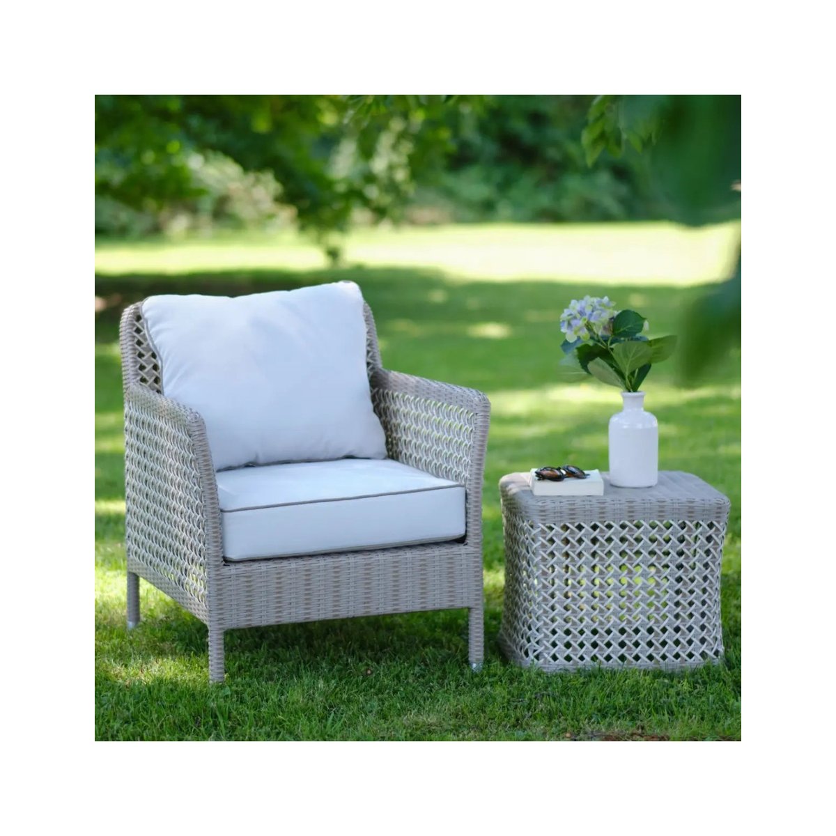 Fauteuil en résine ANTIBES RECIF gris résine recif - tissu gris perle, KOK