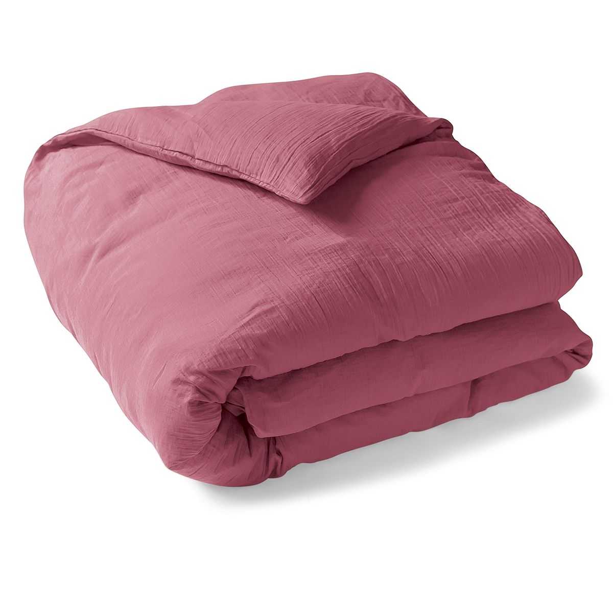 Housse De Couette   - GAZE DE COTON rose terracotta, TRADITION DES VOSGES