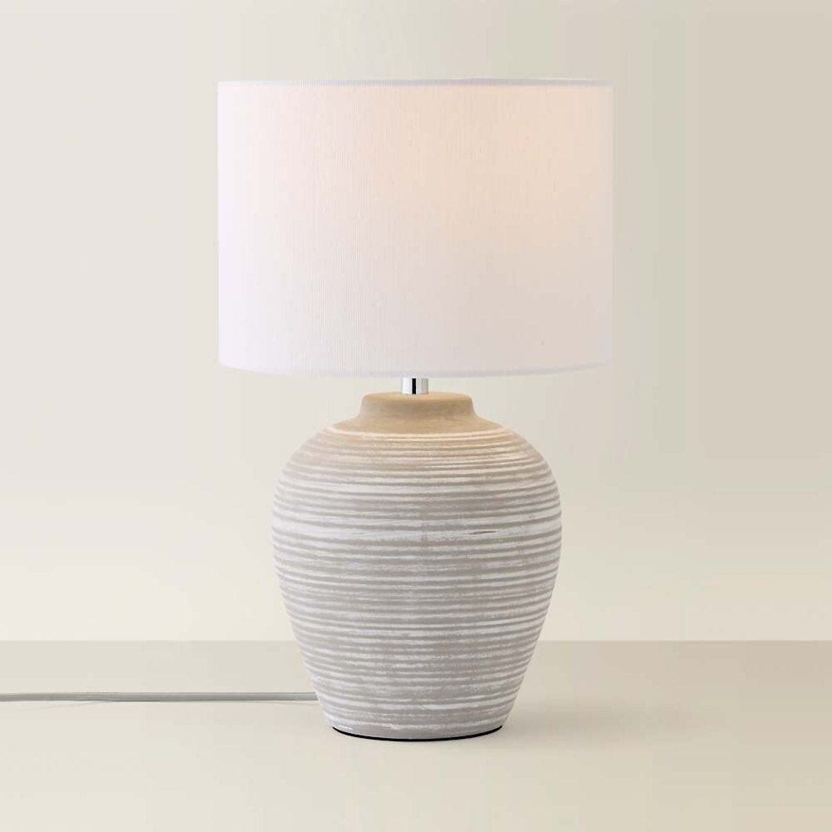 Reba Stone Grey Ceramic Table Lamp with Linen Shade grey, SO'HOME