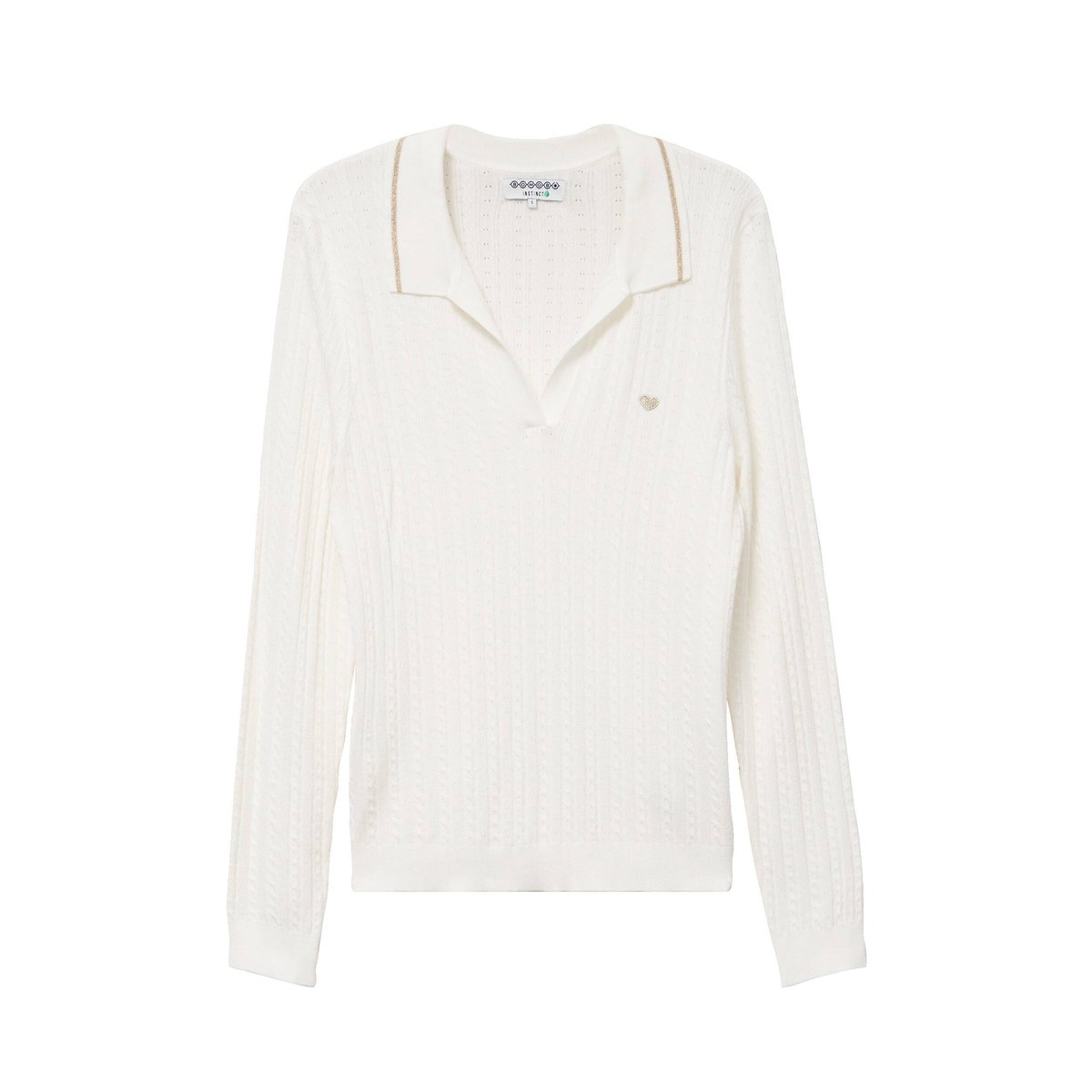 Pull droit manches longues ecru, BONOBO