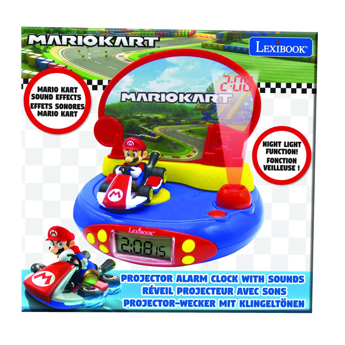 Réveil RP500UNI Projecteur Nintendo Mario Kart bleu, LEXIBOOK