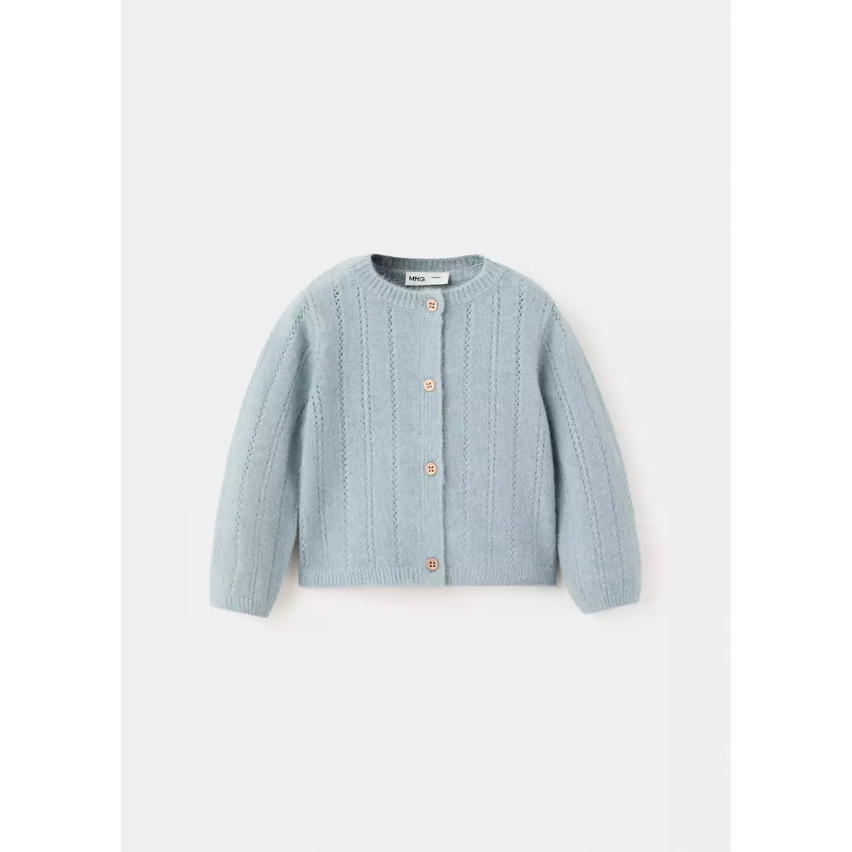 Cardigan maille détails ajourés bleu ciel, MANGO BABY