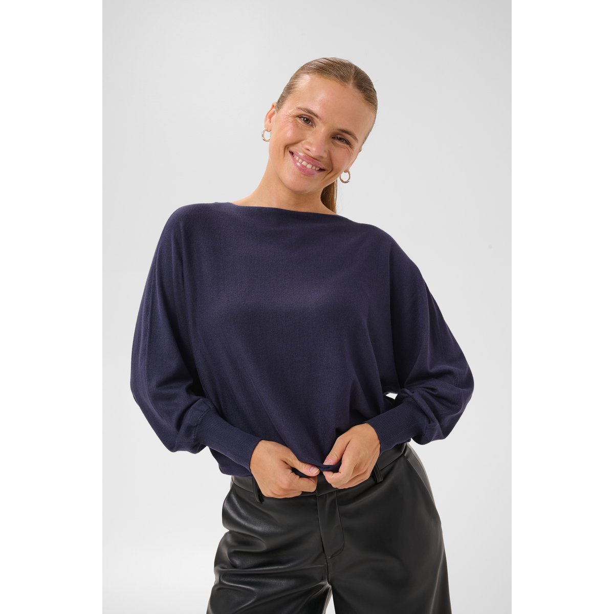 Pullover tricoté bleu graphite, KAFFE