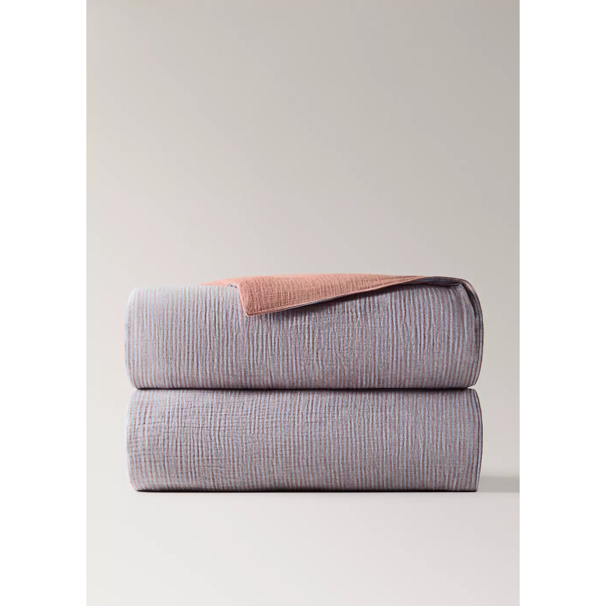 Housse de couette 100 % coton rayures Lit 150/160 cm rose géranium, MANGO HOME