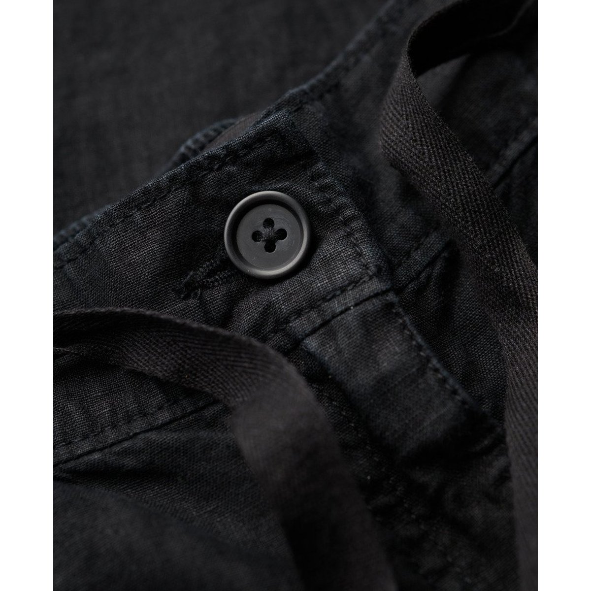 Pantalon taille basse en lin noir, SUPERDRY