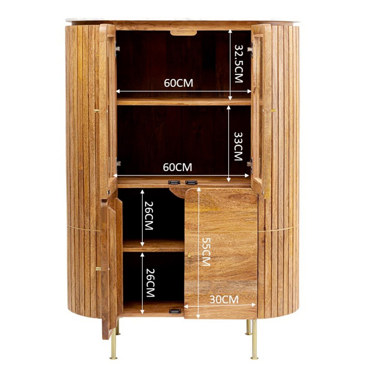 Vitrine en manguier et marbre, GRACE bois, KARE DESIGN