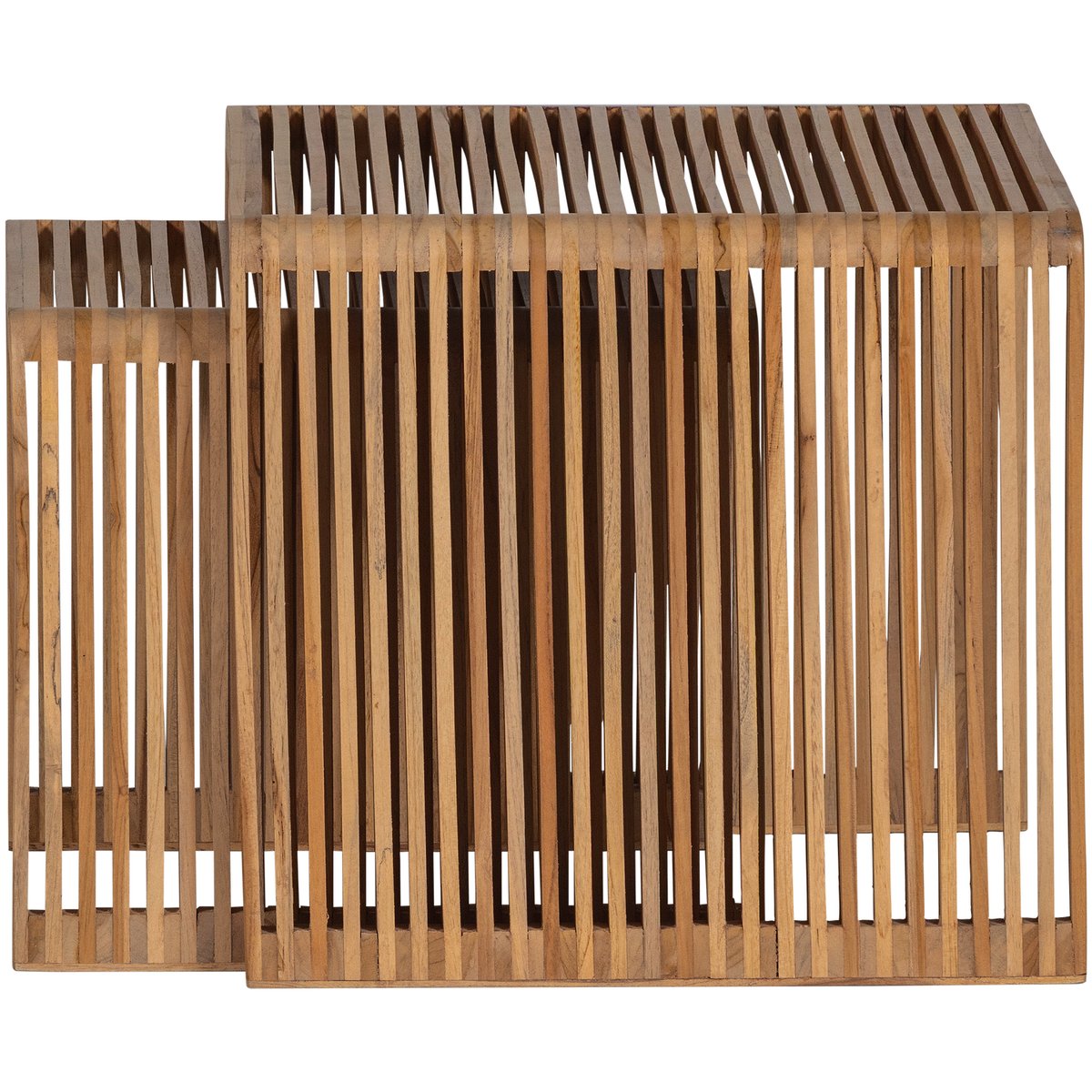Lot de 2 table d'appoint en teck recyclé JASMIJN naturel, WOOOD