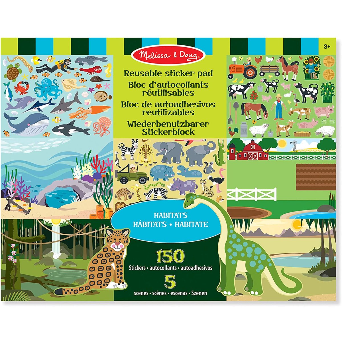 150 autocollants réutilisables - Habitats vert, MELISSA & DOUG
