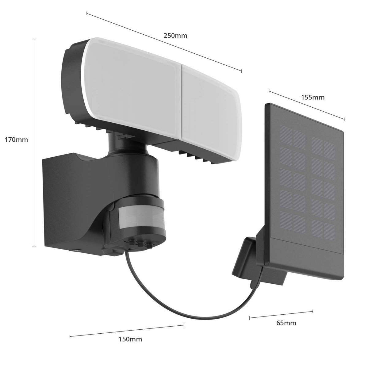 Lampe solaire extérieure LED, Lissano noir, blanc, ARCCHIO