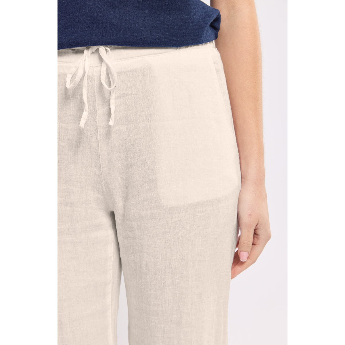 Pantalon taille élastique en lin naturel, ARMOR-LUX