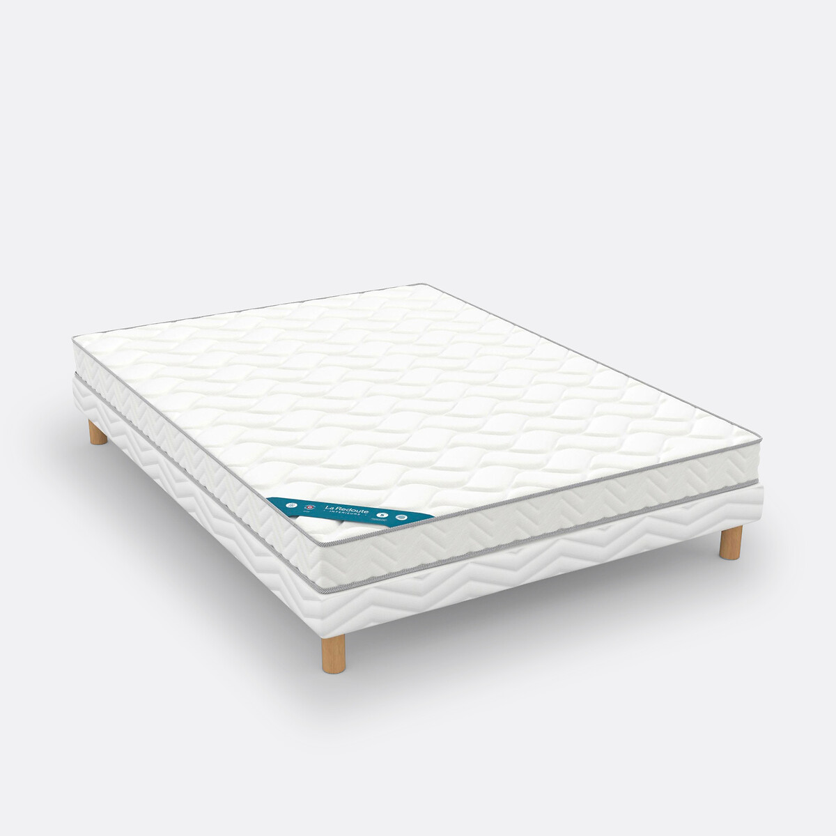 Ensemble matelas mousse densité 25Kg, soutien mi-ferme, accueil moelleux+sommier blanc, LA REDOUTE INTERIEURS