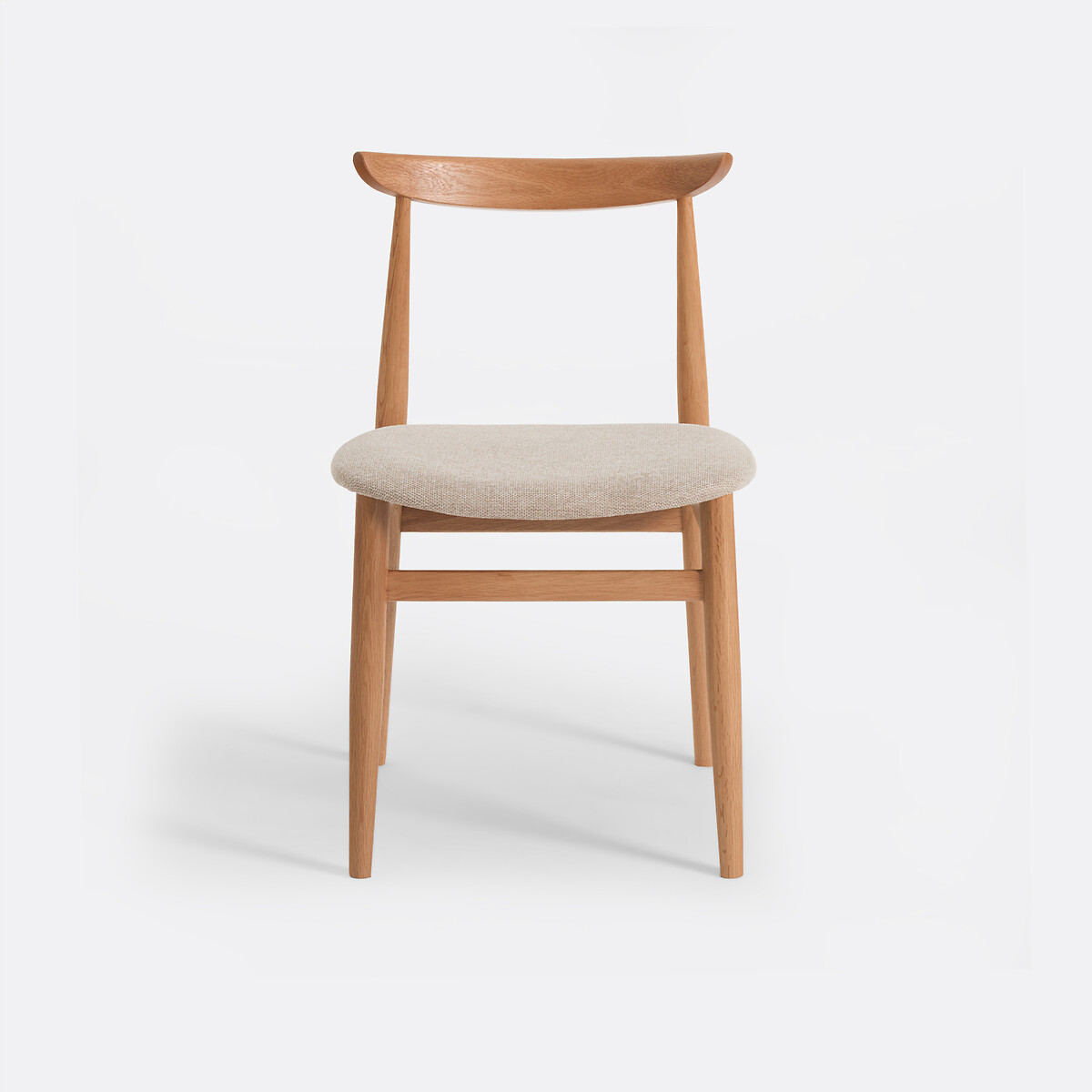 Chaise en chêne massif, assise en tissu texturé, ELLIO coloris chêne, LA REDOUTE INTERIEURS