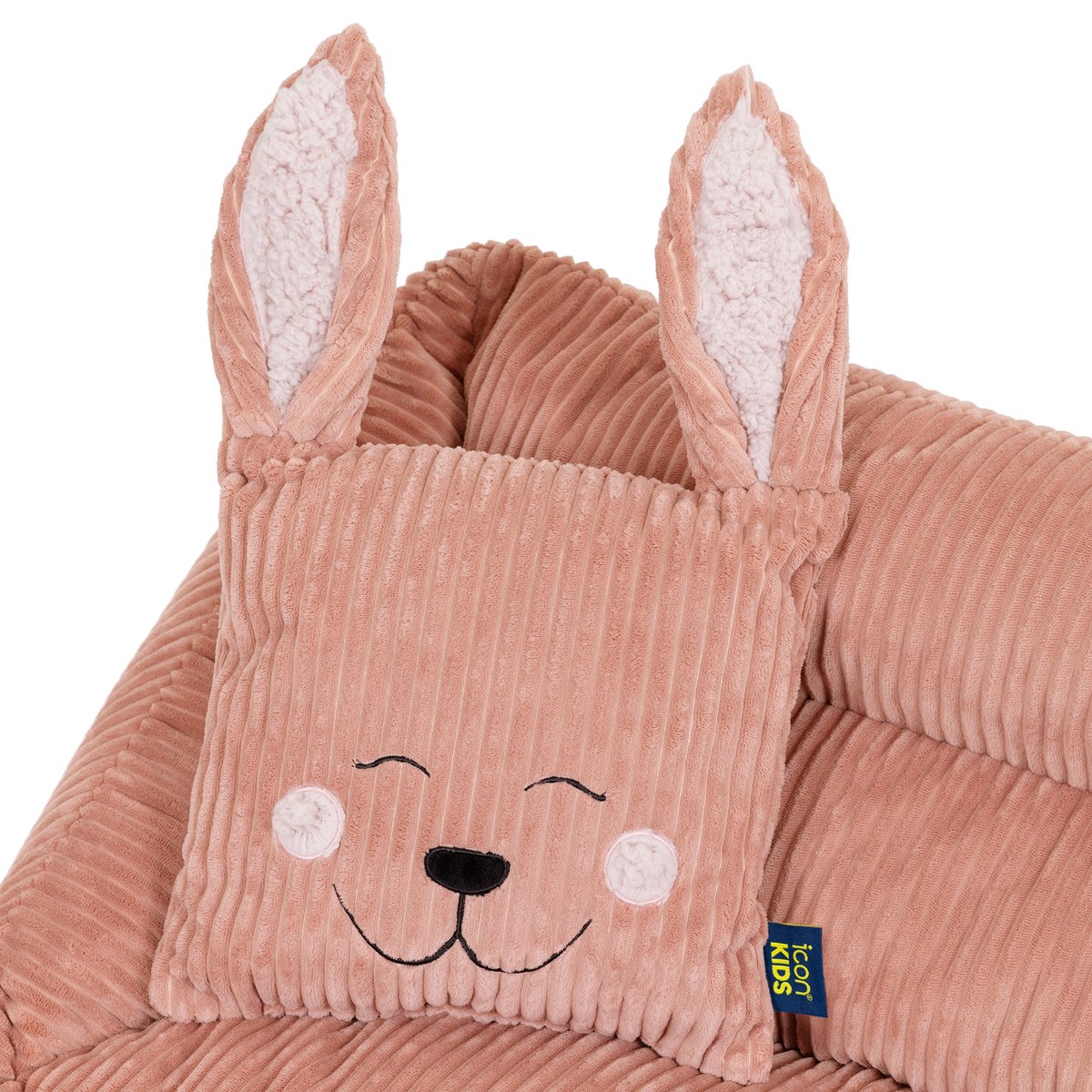 Pouf canapé enfant et coussin animal assorti en velours côtelé Oeko-Tex® - CECILIA rose aube, ICON