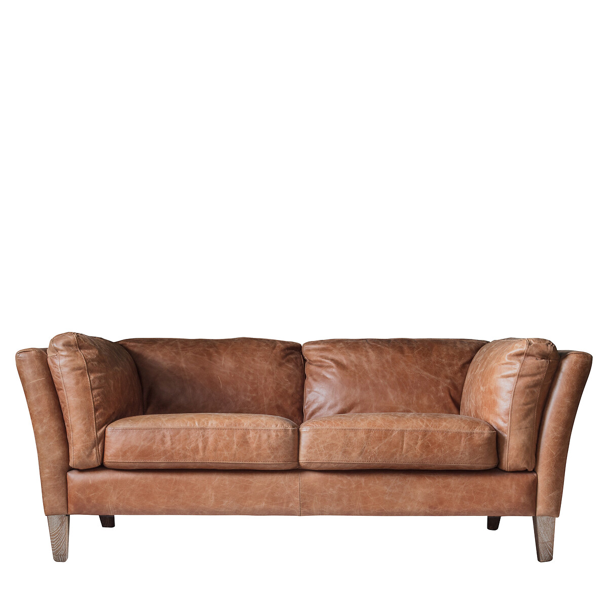 Nadiad Vintage Leather 2 Seater Sofa with Solid Wood Legs brown , ÉDITÉ
