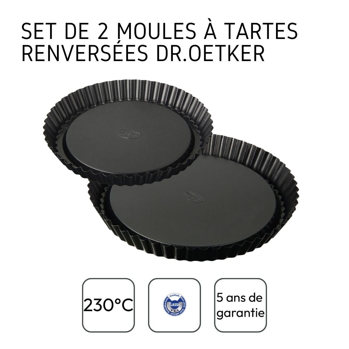 Set de 2 moules à tarte renversée noir, DR OETKER