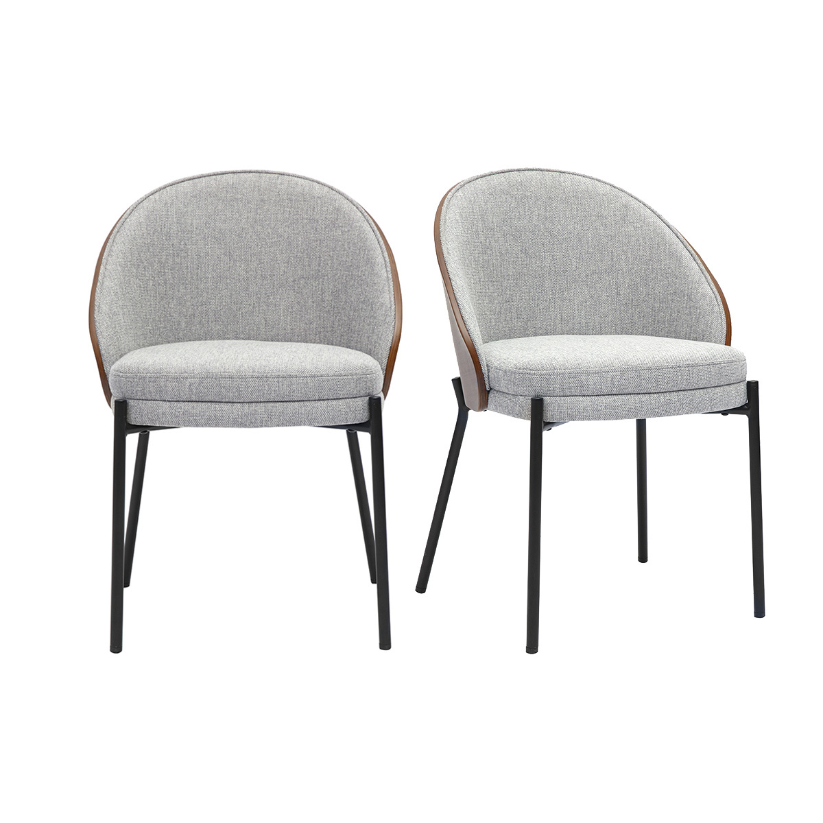 Chaises en tissu effet velours texturé beige, bois clair et métal (lot de 2) TUCSON gris, MILIBOO