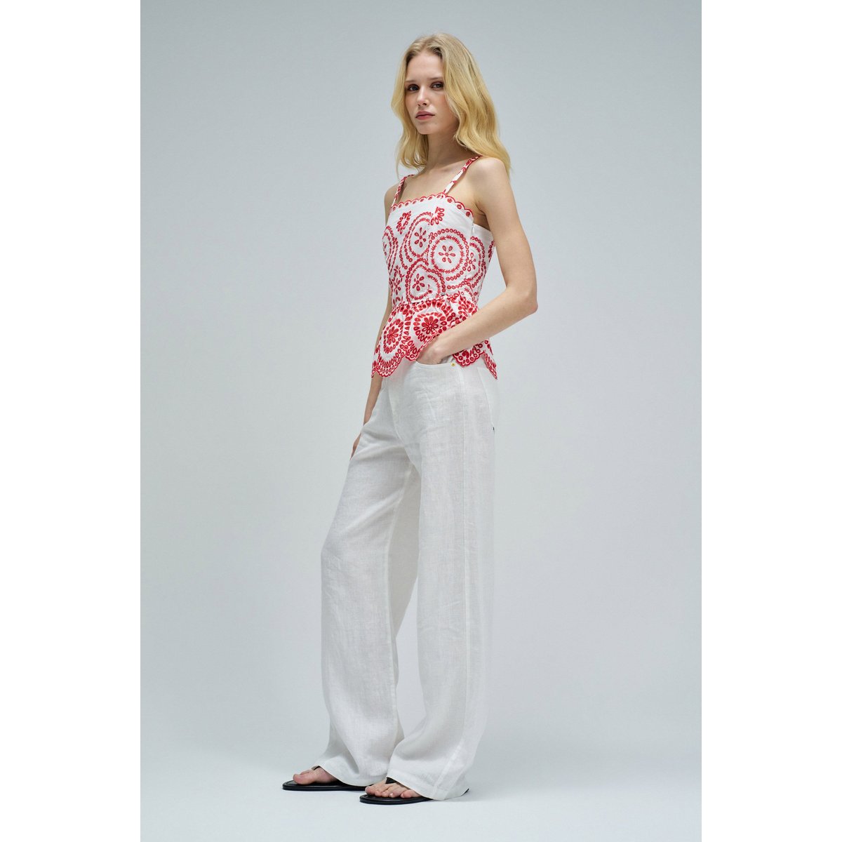TOP EN BRODERIE ANGLAISE blanc, SALSA JEANS