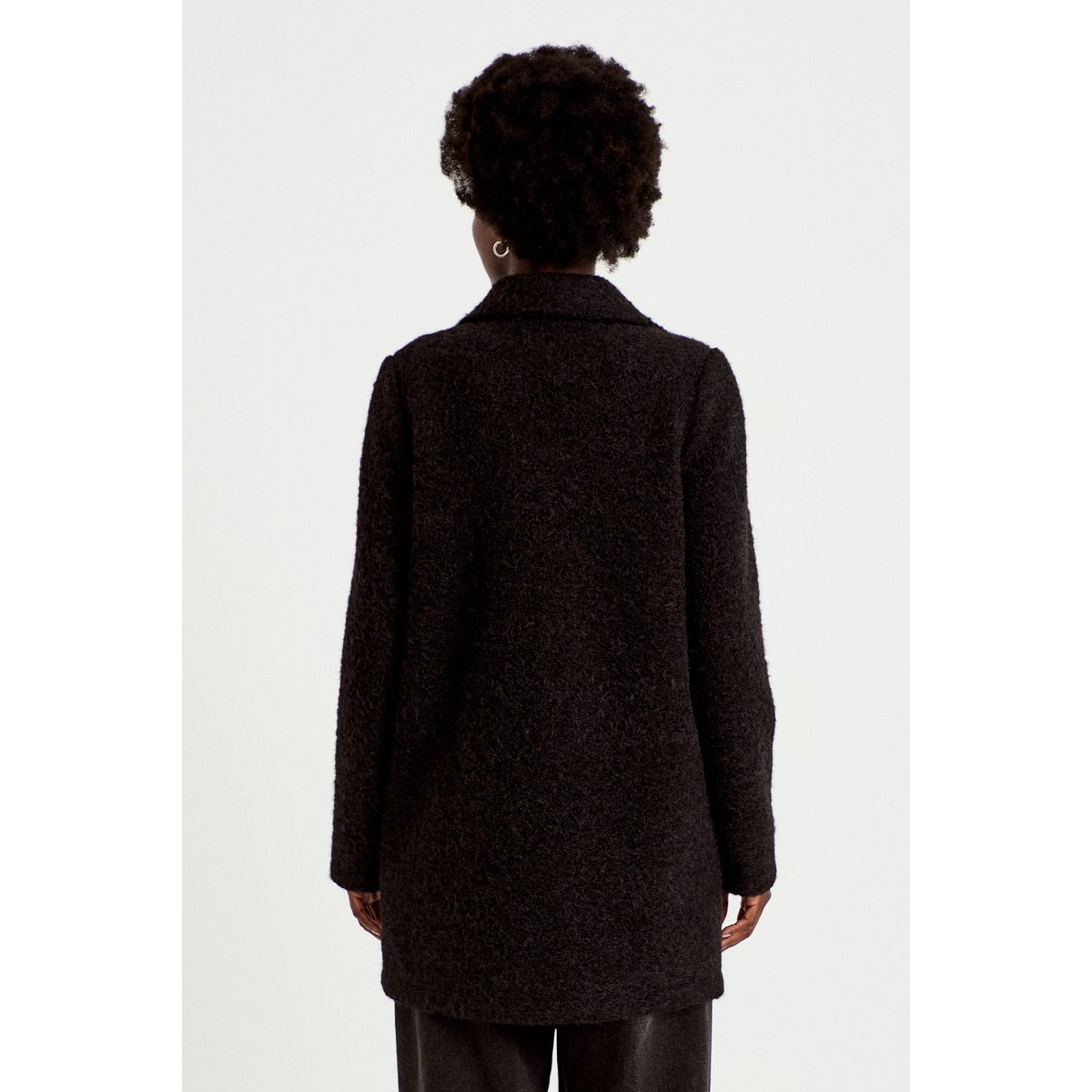 Manteau droit mi-long col tailleur noir, CACHE CACHE