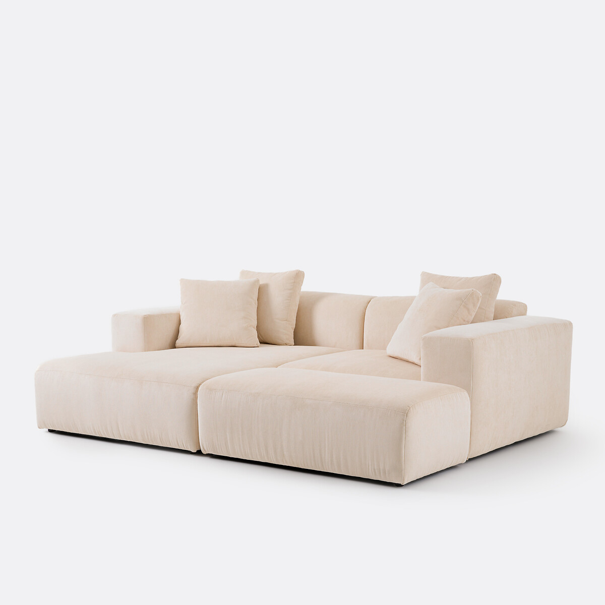 Linker hoekbank, ribfluweel, Liora ecru, LA REDOUTE INTERIEURS