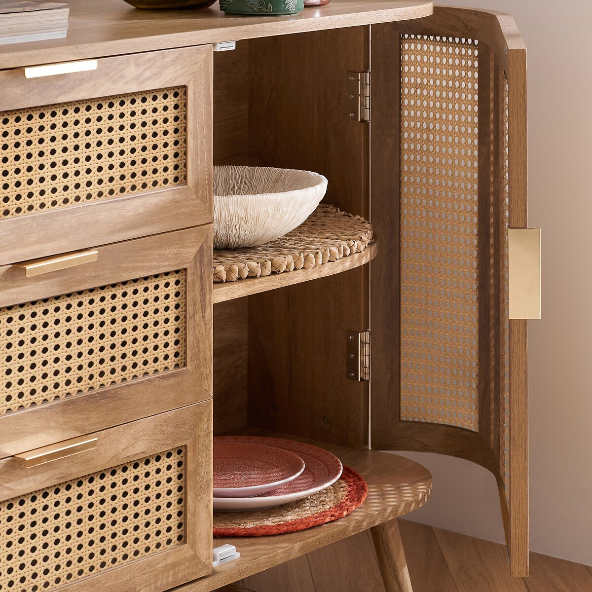 Naya Rattan 2 Door 3 Drawer Sideboard natural oak, SO'HOME