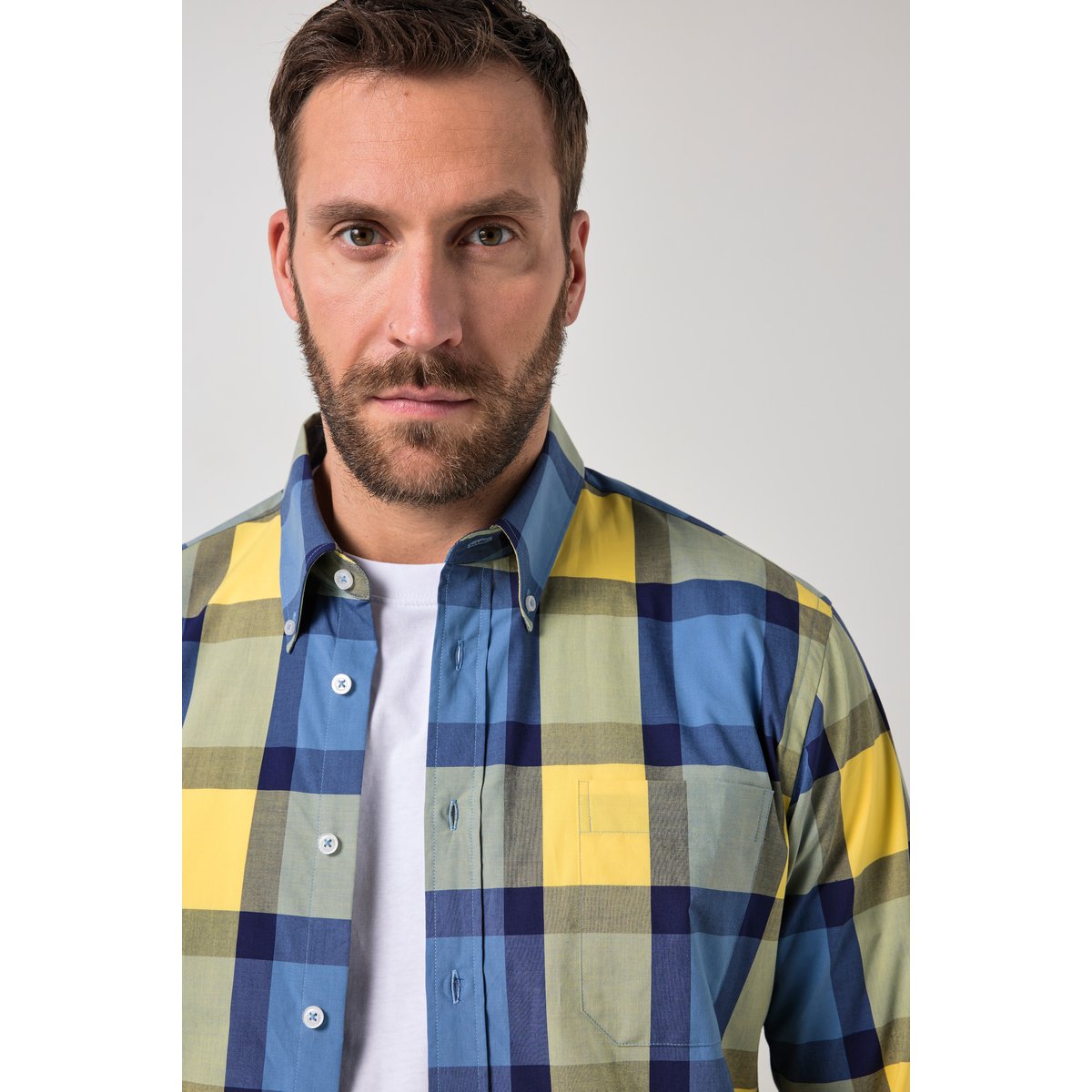 Chemise à carreaux JP 1880 bleu jean, JP1880