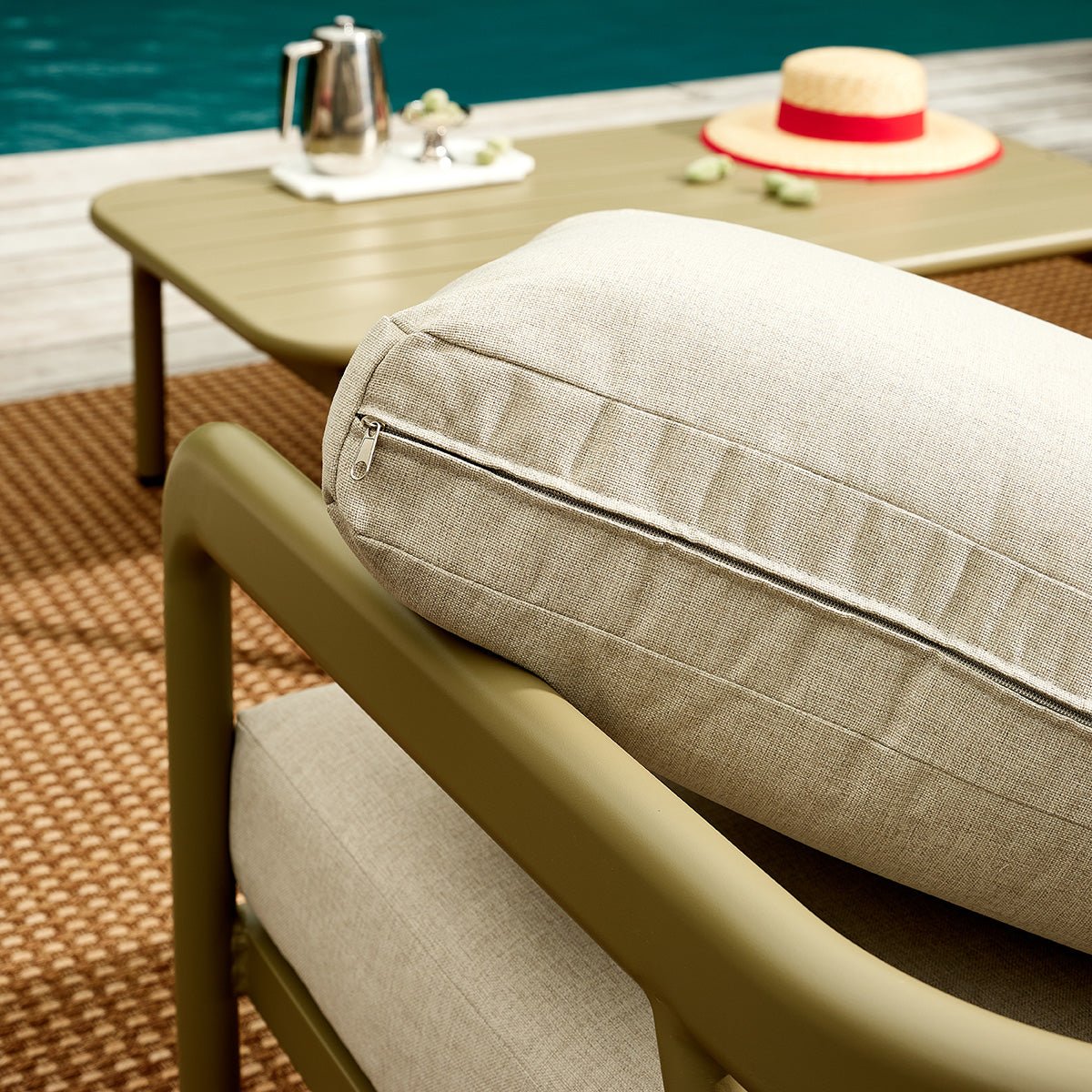 Salon de jardin bas 5 places en aluminium ORYO beige_chine, BERAH GETAH