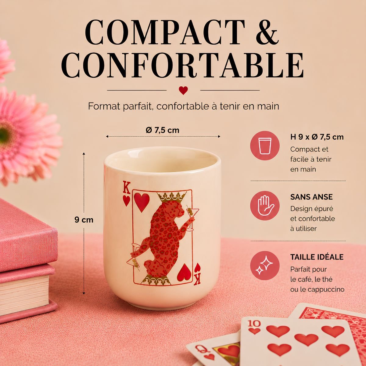Tasse et soucoupe rose, MICA DECORATIONS