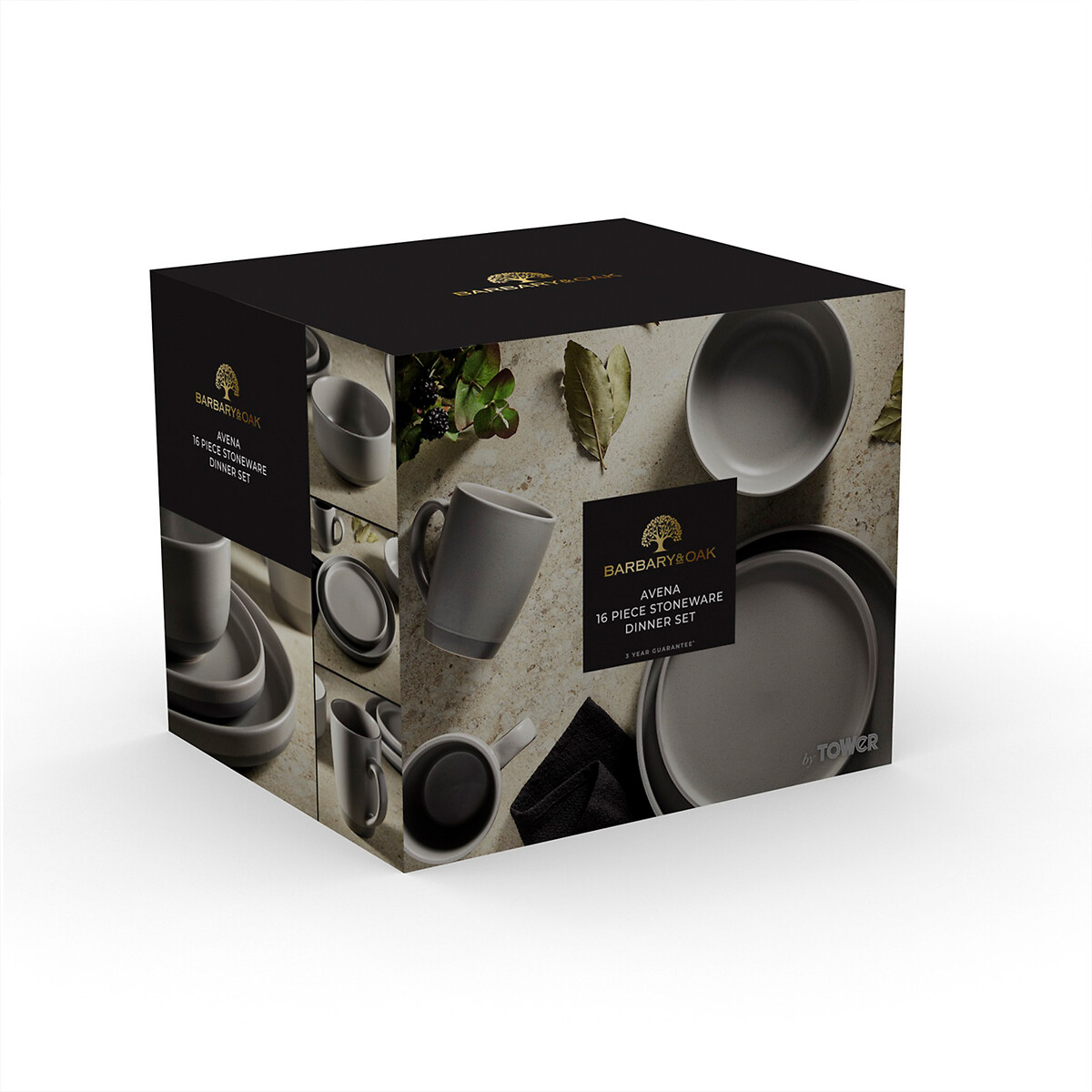 16-Piece Avena Dinner Set grey, BARBARY & OAK