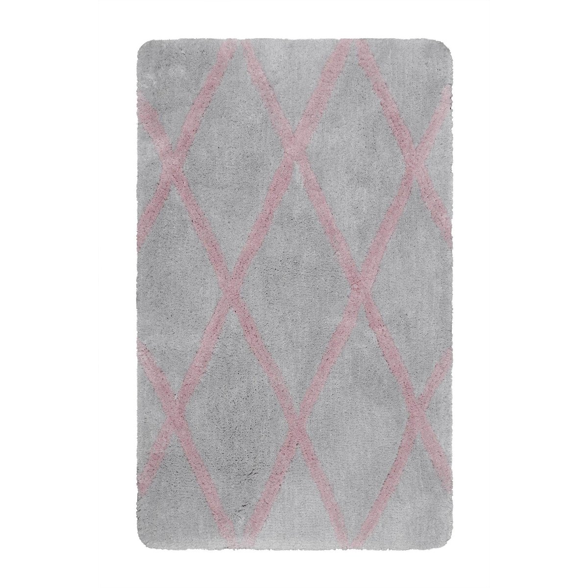 Tapis de bain épais motif losanges ,  SAN BOSA gris/rose, HOMIE LIVING