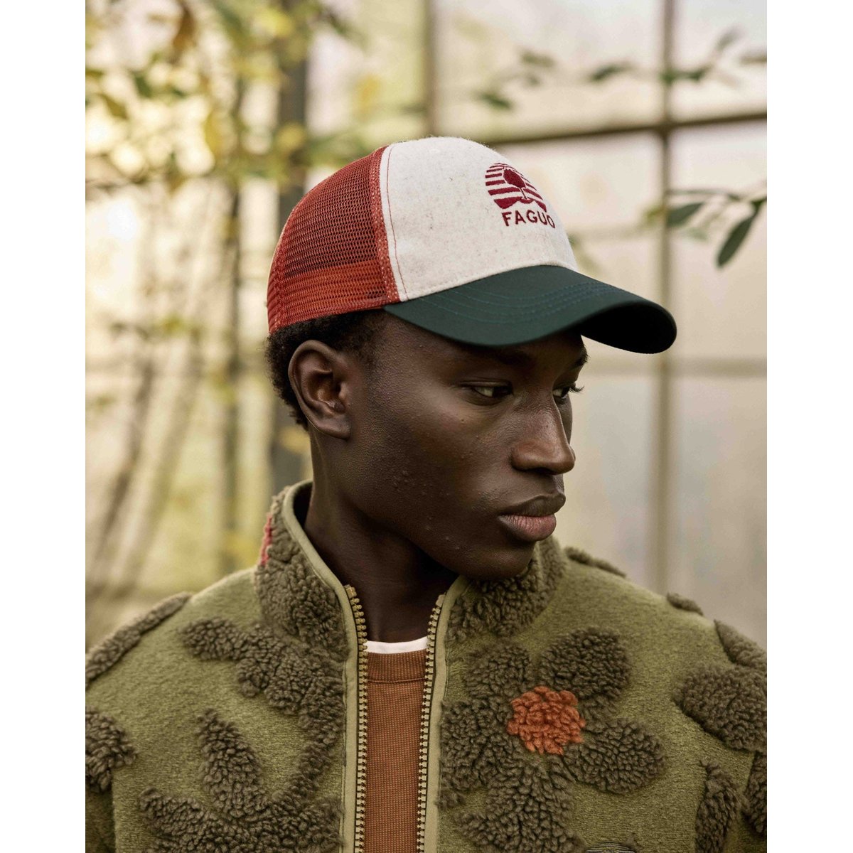 Casquette en flanelle vert foncé, FAGUO