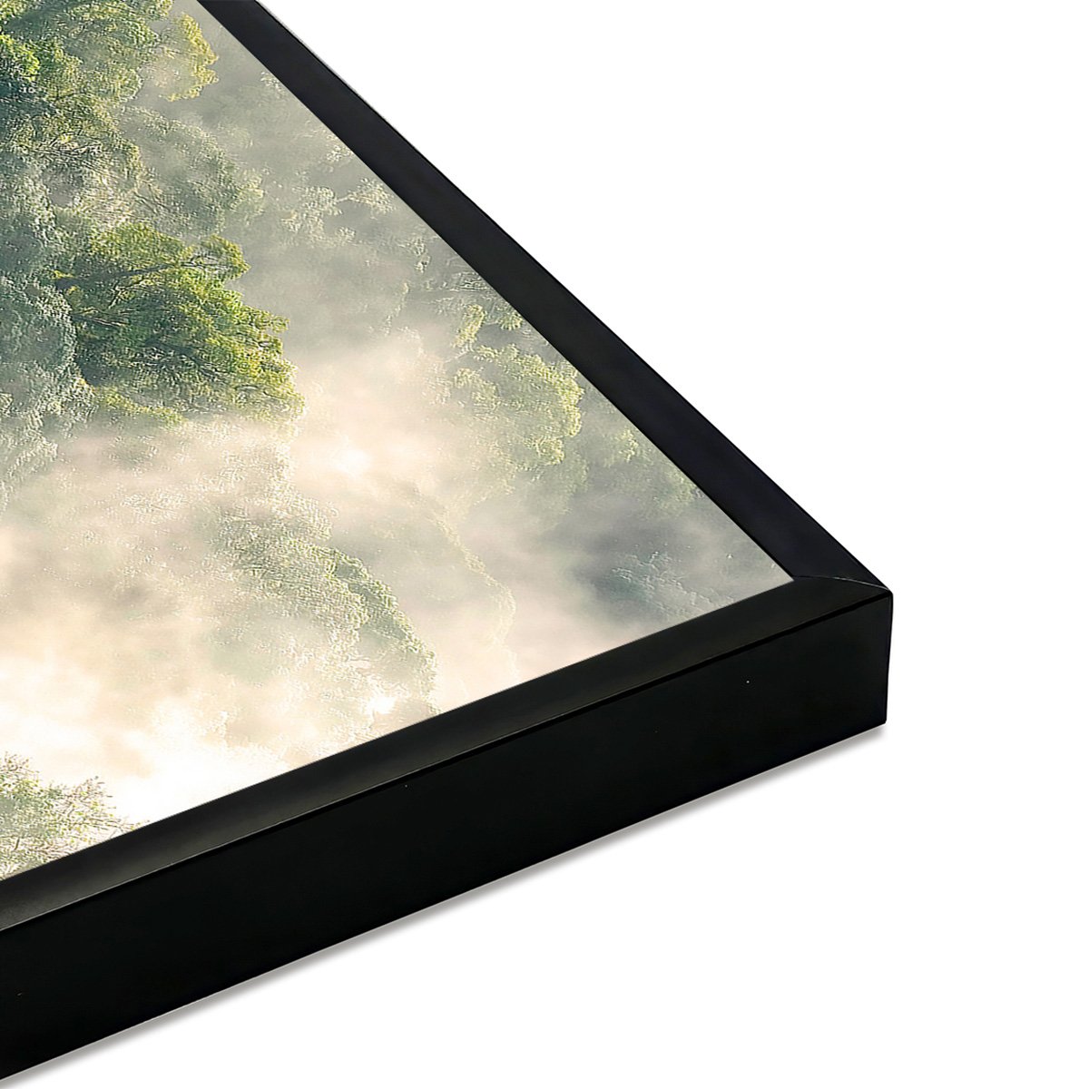 Affiche encadrée forêt brumeuse et lumière douce affiche + cadre en métal - noir, HEXOA