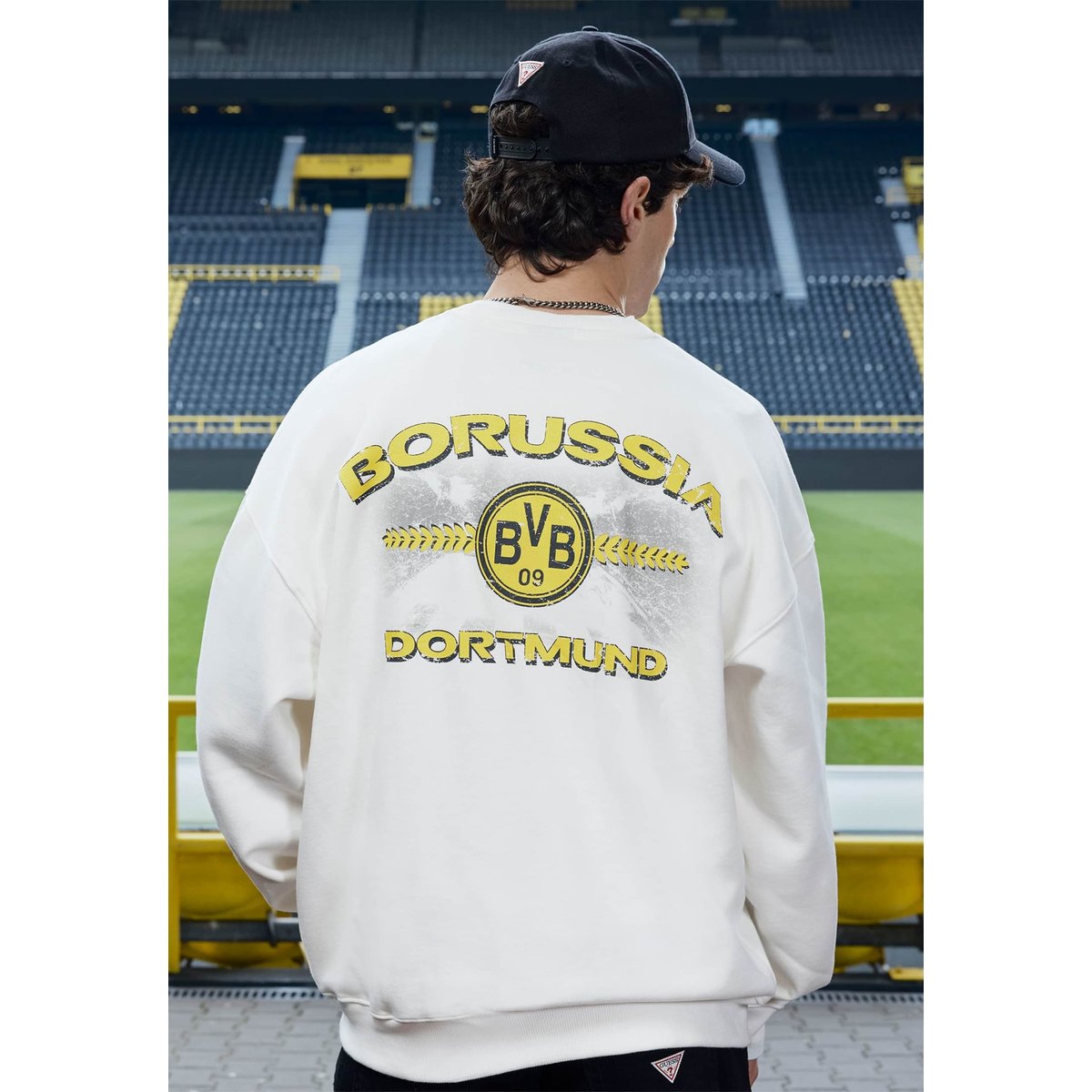 Sweatshirt Imprimée Gj X Bvb blanc, GUESS JEANS