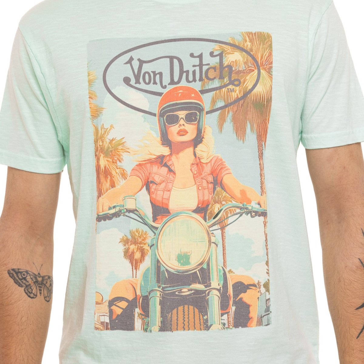 Tee Shirt en coton GIRLS vert pâle/bleu clair/jaune/corail, VON DUTCH