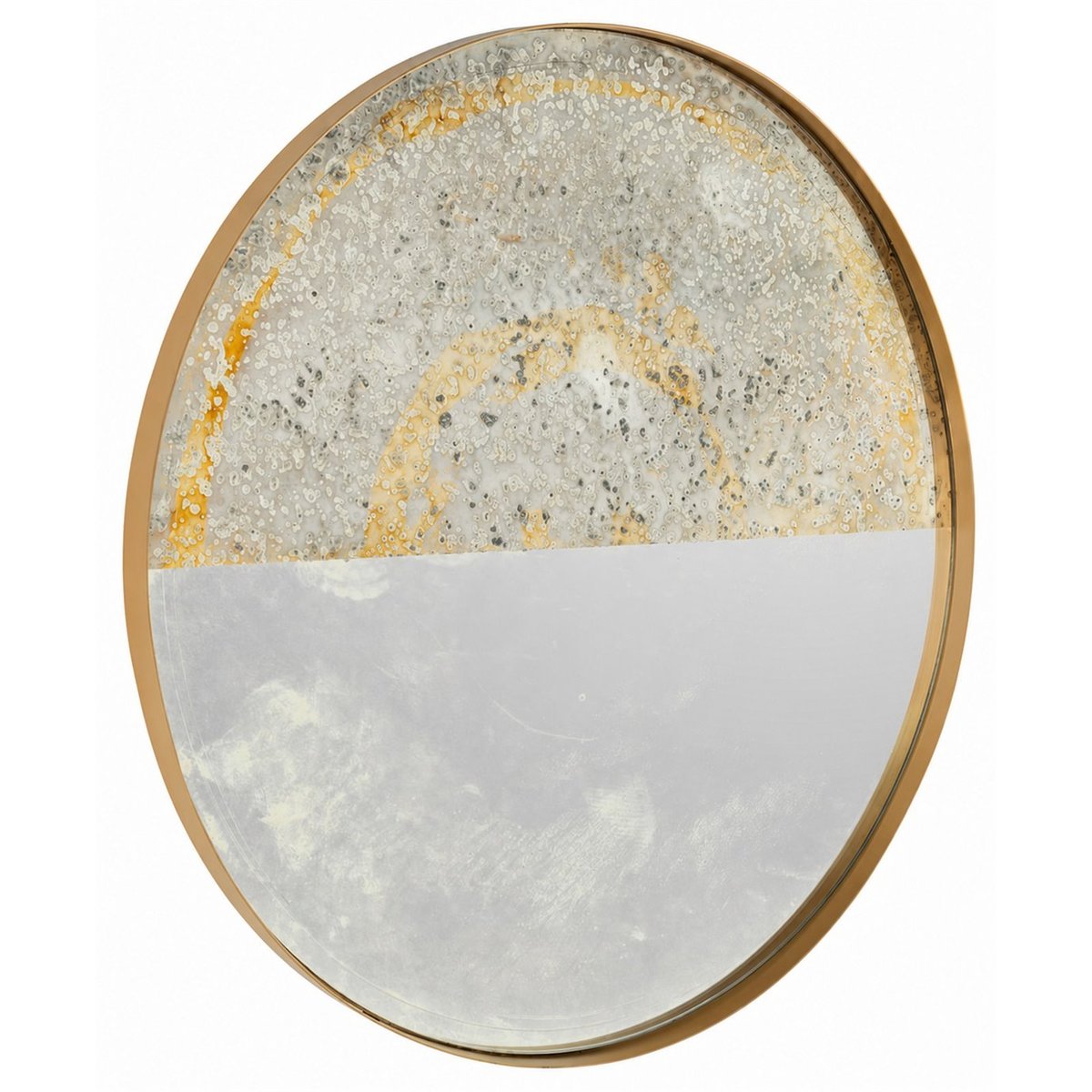 Miroir rond en métal effet vieilli doré vieilli, RECOLLECTION