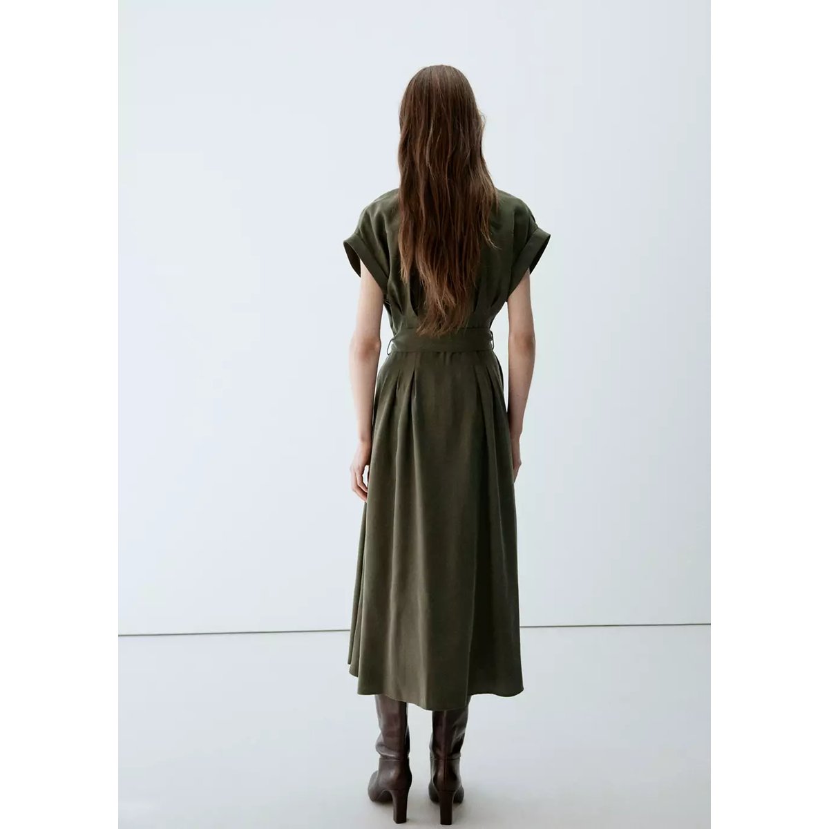 Robe chemisier modal kaki, MANGO